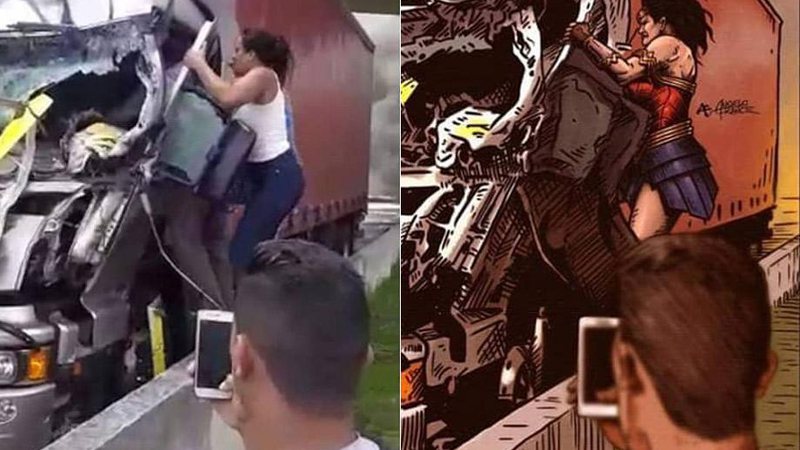 Leiliane Rafael da Silva é a mulher que estava tentando ajudar o motorista do caminhão envolvido no acidente que matou Ricardo Boechat - Foto: Reprodução/ Internet e Instagram@angelofrance