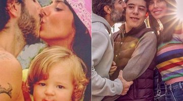 Marcos Mion com a mulher, Suzana Gullo, e o filho, Romeo, em dois momentos - Foto: Reprodução/ Instagram