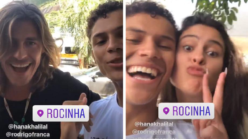 Ex-BBBs Hana, Rodrigo e Alberto Mezzetti visitam a Rocinha a convite de Danrley - Foto: Reprodução/Instagram
