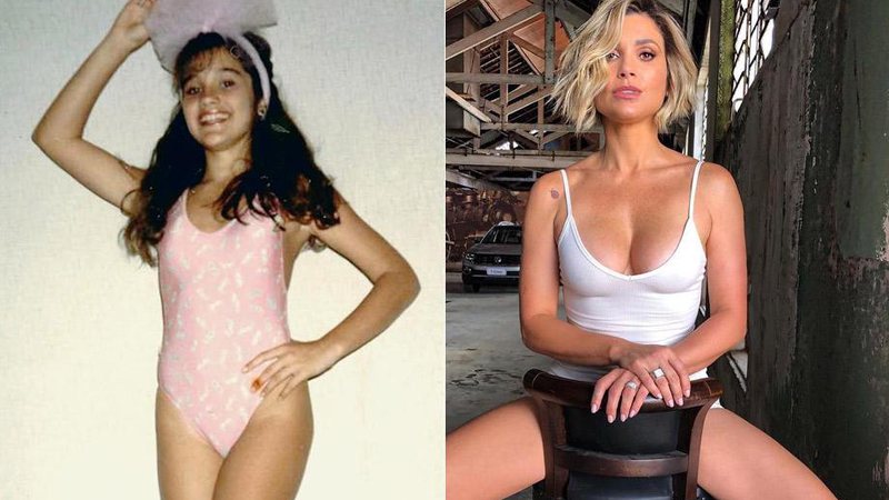 Flávia Alessandra, aos 11 anos, e em foto atual, aos 44 anos - Foto: Reprodução/ Instagram