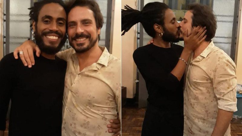 Ícaro Silva beijou Sérgio Abreu na estreia da peça Ícaro and the Black Stars - Foto: Reprodução/ Instagram