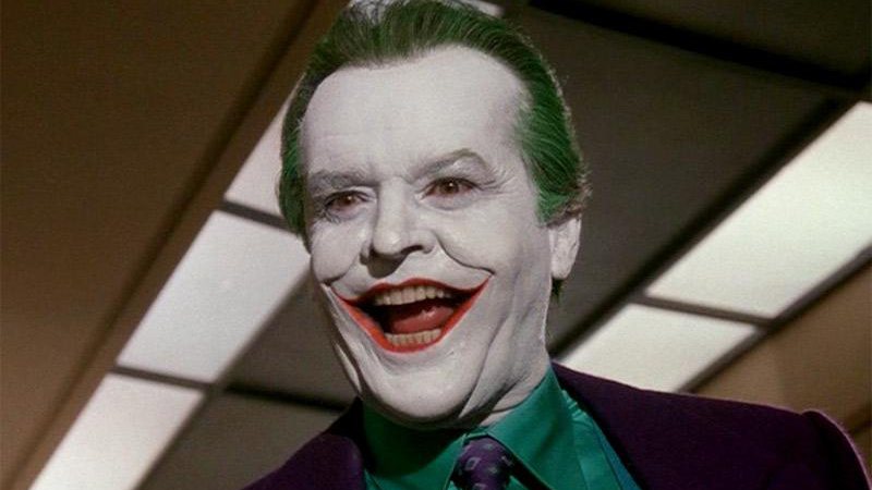 Jack Nicholson na pele do vilão Coringa, em Batman (1989) - Foto: Reprodução