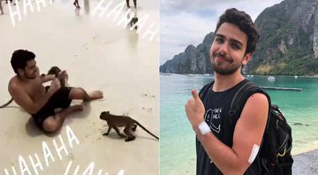 Lugui, do Cat Dealers, foi mordido por macaco em ilha na Tailândia ao tentar recriar foto de Alok - Foto: Reprodução/ Instagram