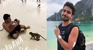 Lugui, do Cat Dealers, foi mordido por macaco em ilha na Tailândia ao tentar recriar foto de Alok - Foto: Reprodução/ Instagram