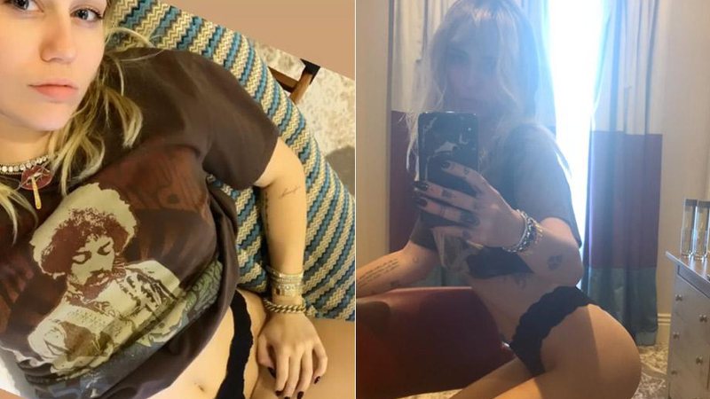 Miley Cyrus posou só de calcinha e camiseta após ter suas malas extraviadas - Foto: Reprodução/ Instagram