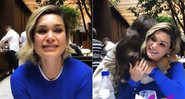Flávia Alessandra não conseguiu segurar a emoção ao ser surpreendida pelas filhas - Foto: Reprodução/ Instagram
