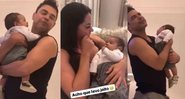 Graciele Lacerda filma Zezé di Camargo com criança no colo e dá indireta: “Está treinando, amor?” - Foto: Reprodução/Instagram