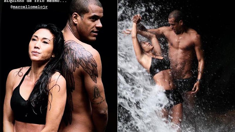 Danni Suzuki reclamou de frio ao gravar cena em cachoeira - Foto: Reprodução/ Instagram