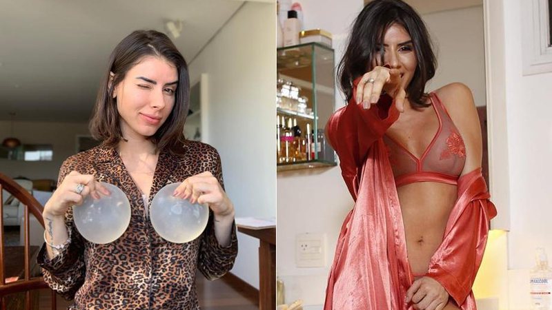 Thaís Bianca posou de lingerie e comemorou o fim do período com o sutiã cirúrgico - Foto: Reprodução/ Instagram
