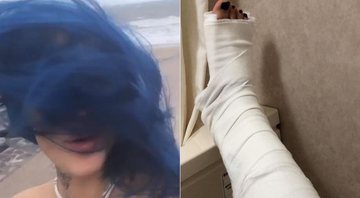 Tati Zaqui rompeu os ligamentos do pé após ser surpreendida por tufão em praia japonesa - Foto: Reprodução/ Instagram
