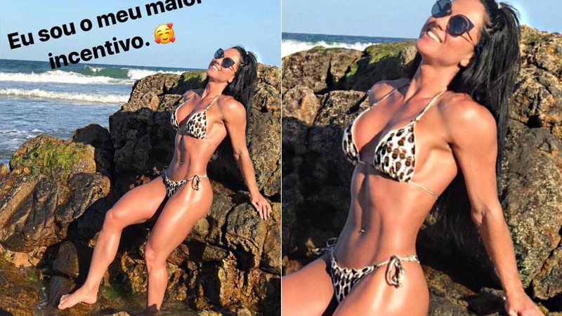 Graciele Lacerda postou foto de biquíni e exibiu o corpo sarado - Foto: Reprodução/ Instagram