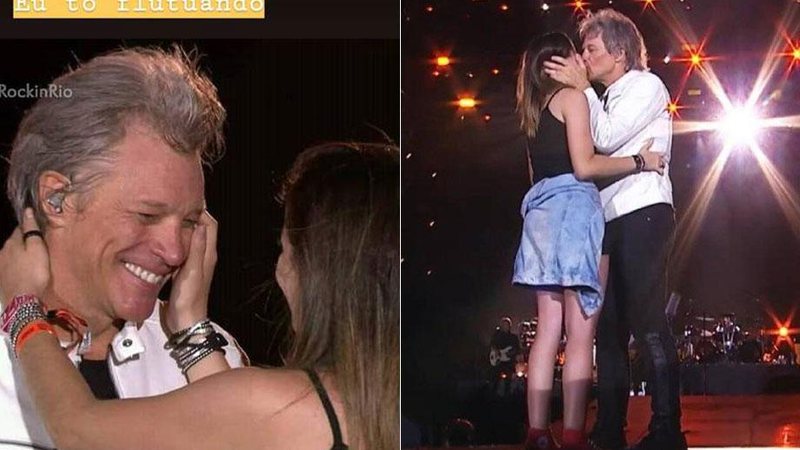 Tamires Vaz foi chamada ao palco no Rock in Rio e ganhou beijo de Bon Jovi - Foto: Reprodução/ Instagram