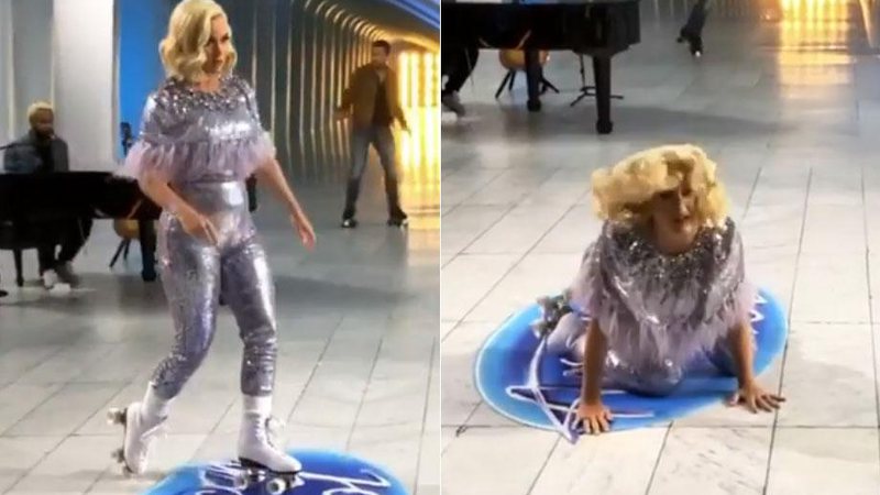 Katy Perry levou tombo de patins durante gravação de chamada para o American Idol - Foto: Reprodução/ Instagram