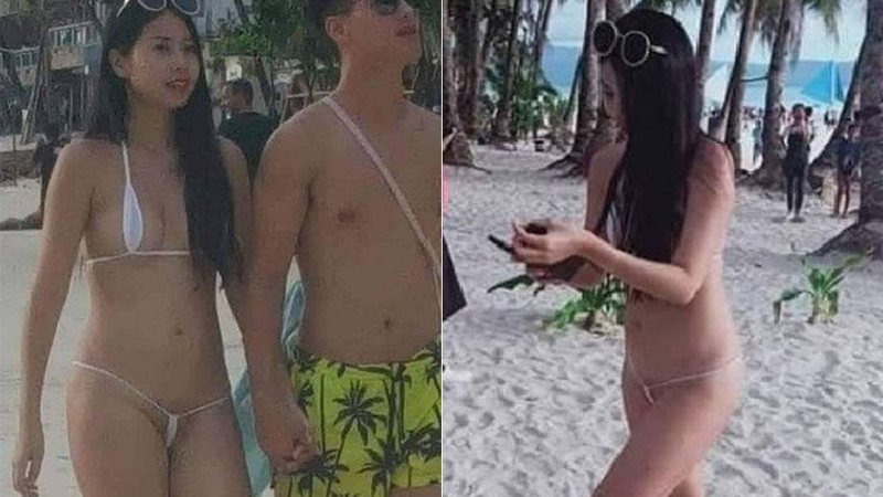Banhista foi multada por causa do tamanho do biquíni em praia filipina - Foto: Reprodução/ Instagram