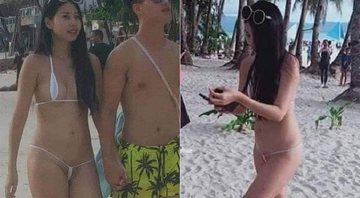 Banhista foi multada por causa do tamanho do biquíni em praia filipina - Foto: Reprodução/ Instagram