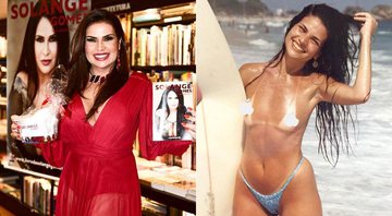 Solange Gomes em foto atual, e em clique ousado de topless feito em 1997 - Foto: Reprodução/ Instagram