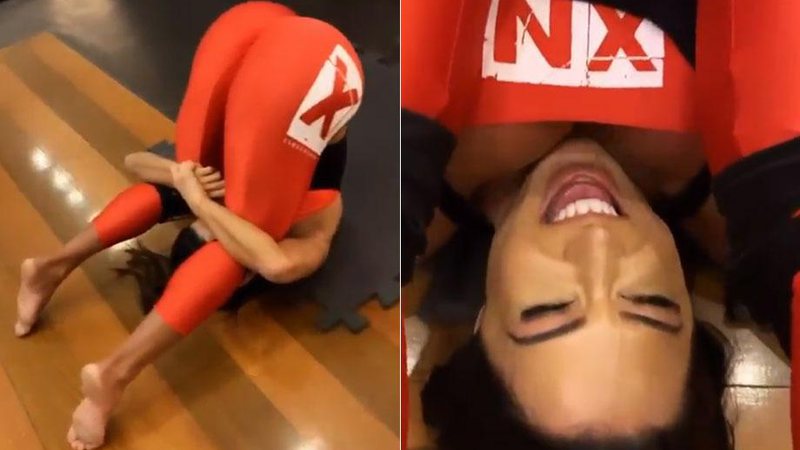 Gracyanne Barbosa caiu na gargalhada ao ser filmada durante contorcionismo - Foto: Reprodução/ Instagram