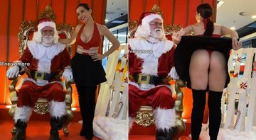 Modelo espanhola levantou a saia ao lado do Papai Noel e foi criticada na web - Foto: Reprodução/ Instagram