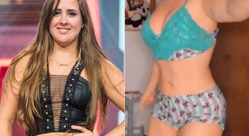 Patrícia Leitte na época do BBB 18, e atualmente, após “intensivão de dieta” - Foto: TV Globo e Reprodução/ Instagram
