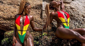 Ketula Mello posou de maiô na praia de Ipanema e recebeu muitos elogios na web - Foto: Reprodução/ Instagram@raphaavz