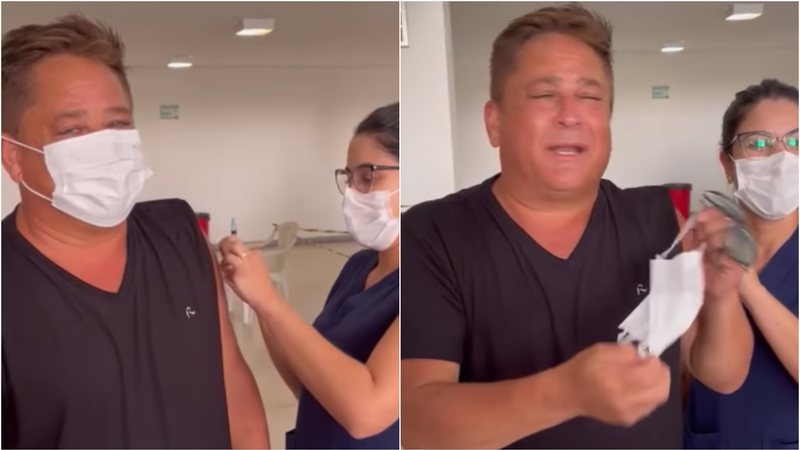 Leonardo canta a pedido de enfermeira ao tomar a terceira dose da vacina - Foto: Reprodução / Instagram