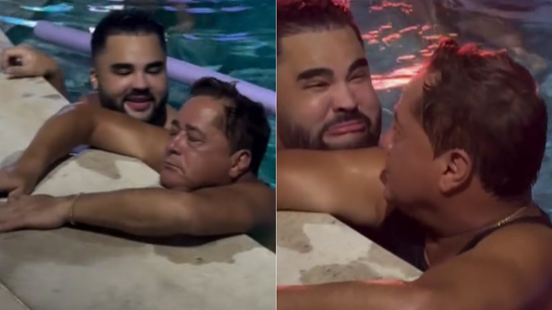 Leonardo levou susto com Lucas Guedez na piscina - Foto: Reprodução/ Instagram@poliana