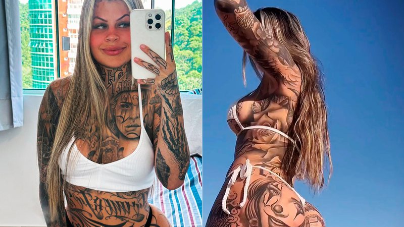 Leticia Desiree voltou a exibir tatuagens na praia após críticas - Foto: Reprodução/ Instagram@leticiadesiree