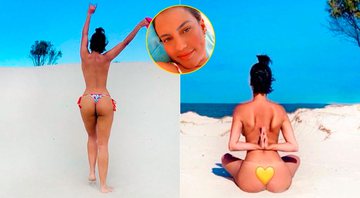 Letícia posou de topless e completamente nua na praia de El Pinar, em Canelones, no Uruguai - Foto: Reprodução/ Instagram@aleticialima