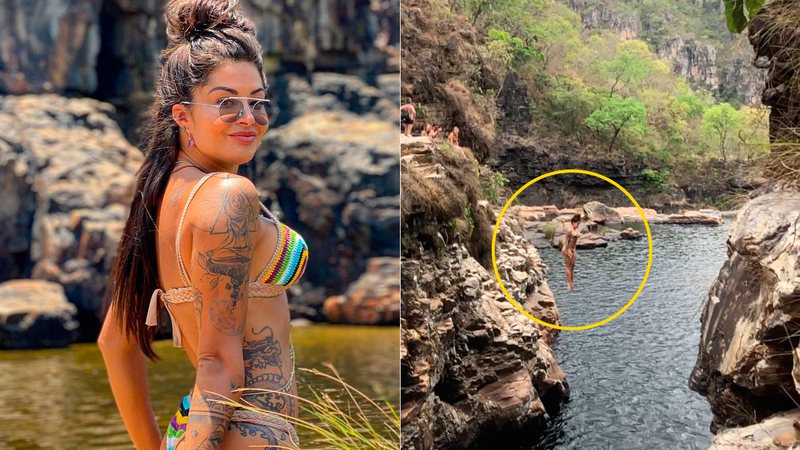 Aline Riscado assustou seguidores ao mostrar salto em cachoeira - Foto: Reprodução/ Instagram