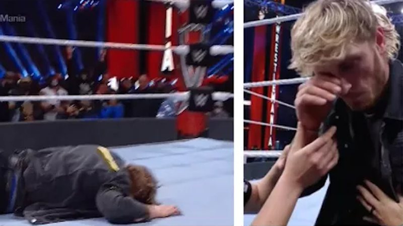 Logan Paul saiu tonto do ringue - Reprodução/Twitter@WWENZ