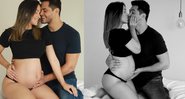 Lucas publicou uma foto em que aparece segurando a barriga de Gessica à mostra - Reprodução/Instagram