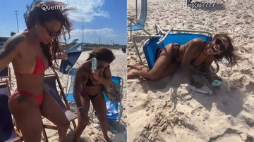 Ludmilla, Bruna Gonçalves e Patty Cris passaram sufoco com ventania na praia