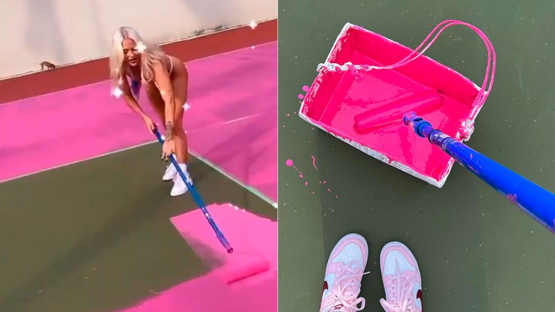 Luísa Sonza pintou a quadra de sua mansão de rosa e mostrou resultado na web - Foto: Reprodução/ Instagram@luisasonza