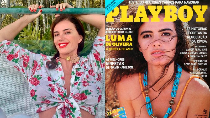 Luma de Oliveira em foto atual, e na capa da Playboy (1987) - Foto: Reprodução/ Instagram@lumadeoliveiraoficial e Divulgação