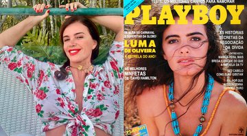 Luma de Oliveira em foto atual, e na capa da Playboy (1987) - Foto: Reprodução/ Instagram@lumadeoliveiraoficial e Divulgação