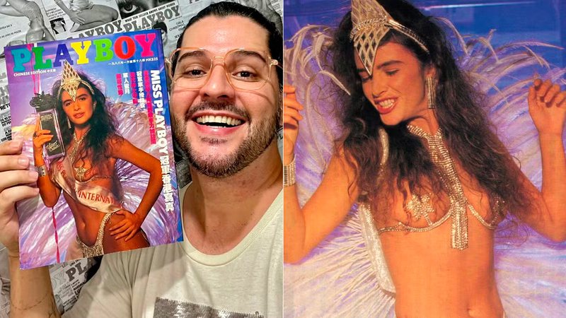 Playboy com fotos raras de Luma de Oliveira foi vendida por R$ 3 mil em 20 minutos - Foto: Reprodução/ Instagram@clubedavip e Kevin Orpin