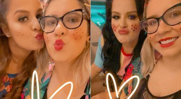 Marília Mendonça e a dupla Maiara e Maraísa durante preparação para festa junina - Foto: Reprodução / Instagram