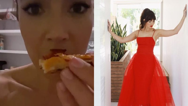 Mandy Moore aparece nua e comendo pizza após o Emmy 2021 - Foto: Reprodução / Instagram @mandymooremm