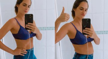 Marcella compartilhou uma foo em frente ao espelho para mostrar como seu corpo muda de acordo com as poses - Reprodução/Instagram