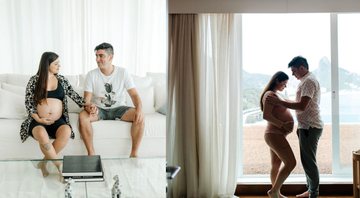Grávida de 9 meses da primeira filha, Patricia Cardoso posou ao lado do marido - Reprodução/Instagram/@babuskafotografia