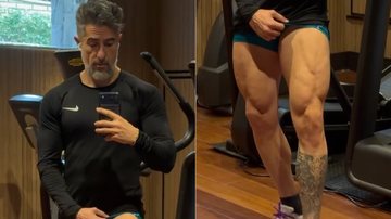 Marcos Mion exibiu pernas musculosas após treino na academia