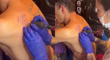 Marcus Buaiz sendo tatuado por Akemi Higashi - Foto: Reprodução / Instagram