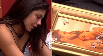 Mari Gonzalez não segura a emoção e cai no choro abraçando foto de família - Foto: TV Globo