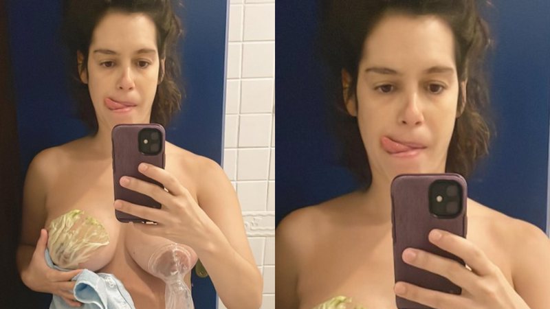 Maria Flor aparece nas redes sociais com bombas para tirar leite dos seios - Foto: Reprodução / Instagram