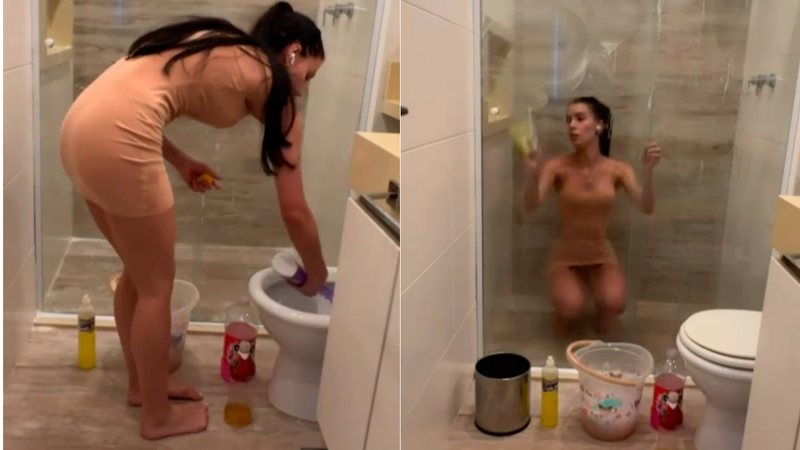 Maria Lina surpreendeu ao mostrar faxina no banheiro em vídeo - Foto: Reprodução/ @marialdgg