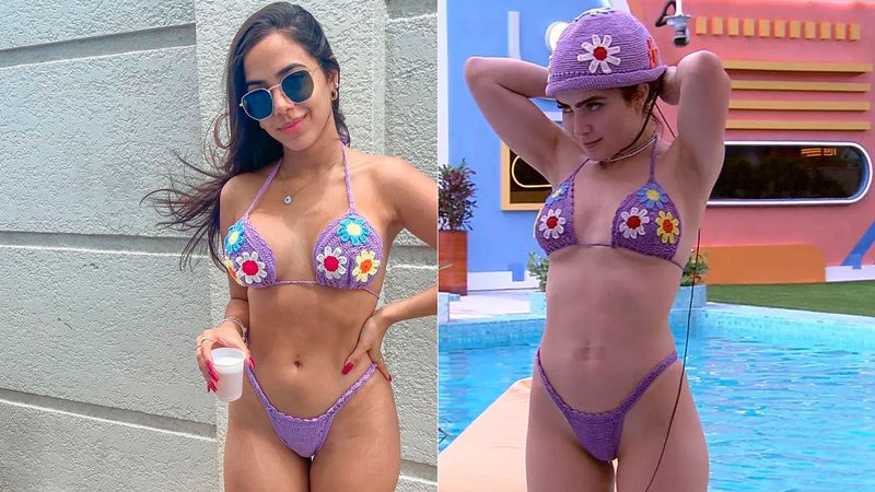 Mariely Santos recebeu elogios ao posar com biquíni igual ao de Jade Picon - Foto: Reprodução/ Instagram@eumarielysantos e TV Globo