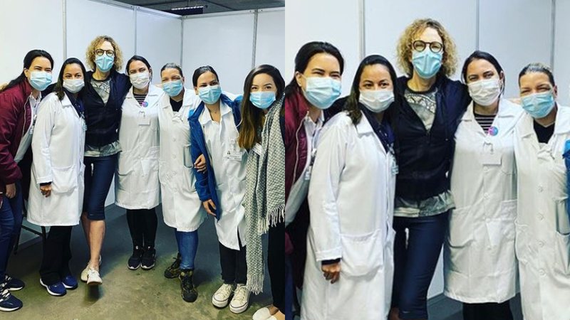 Marília Gabriela ao lado de funcionárias do SUS - Foto: Reprodução / Instagram @gabi_mariliagabriela