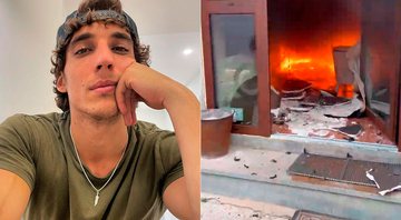 Miguel Herrán se desesperou ao mostrar casa sendo consumida pelo fogo - Foto: Reprodução/ Instagram@miguel.g.herran