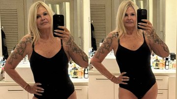 Monique Evans posou à vontade de maiô e recebeu elogios