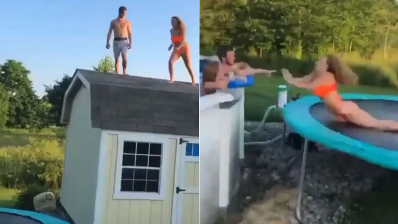 Mulher tentou mergulho arriscado e acabou protagonizando Vídeo Cassetada - Foto: Reprodução/ Instagram